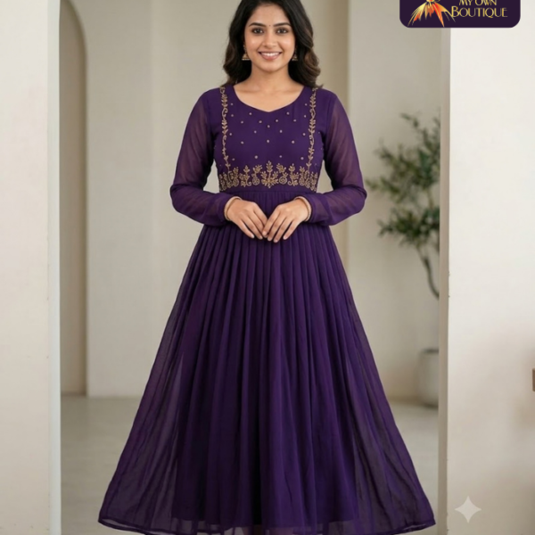 Georgette  With Lining Handwork Kurti 01