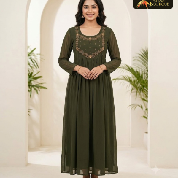 Georgette  With Lining Handwork Kurti 05