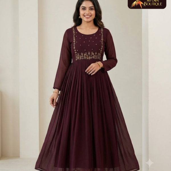 Georgette  With Lining Handwork Kurti 03