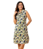 Kalamkari Print Sleeveless Kurti, Shirt Collar Kurta Dress - Image 2