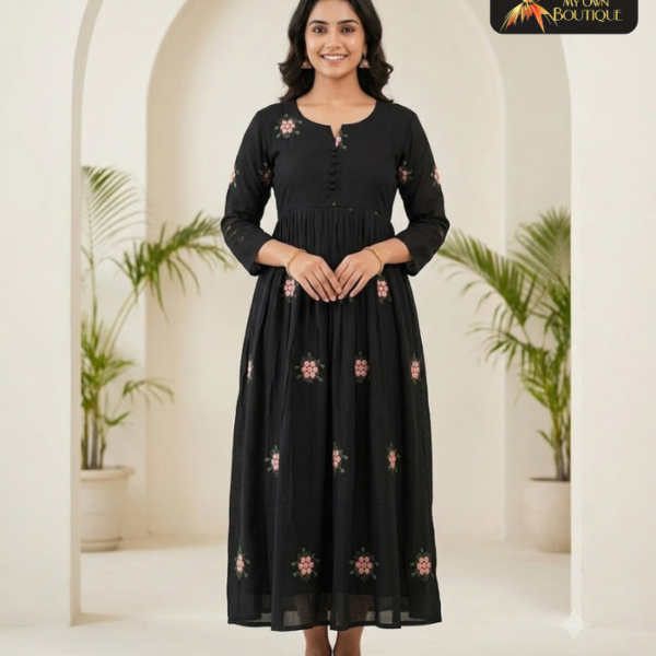 Mul Chendri  With lining Hand work kurti 02