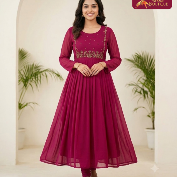 Georgette  With Lining Handwork Kurti 02