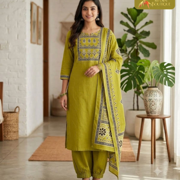 Pure dabhu cotton 3 piece set 06