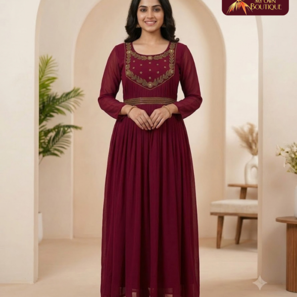 Georgette  With Lining Handwork Kurti 07